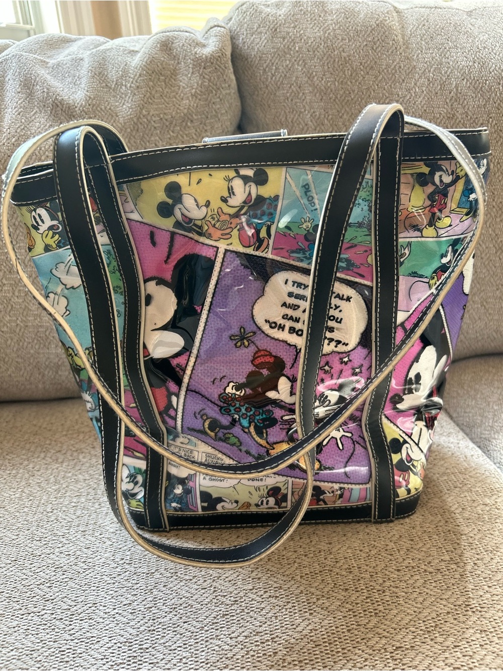 Mickey Mouse Comic Animation Panel Tote Bag Multicolored Shiny Clear Vibrant Pop